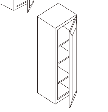 Tall cabinet with four shelves and an open door.